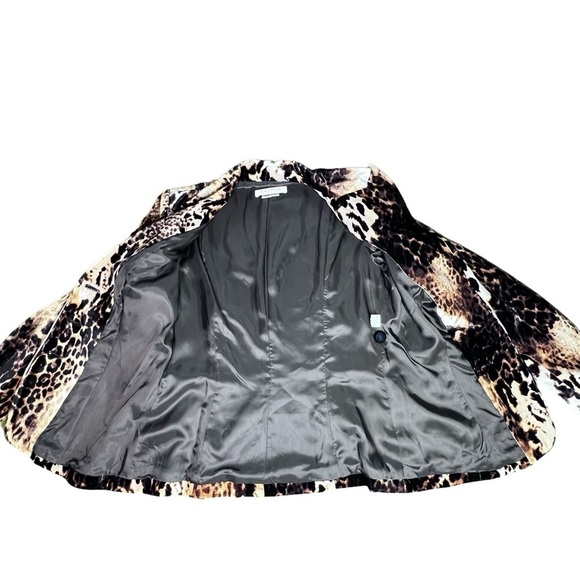KAY UNGER NEW YORK Velvet Velour Leopard Animal Print Blazer Jacket Women's Sz 6 - Picture 11 of 16